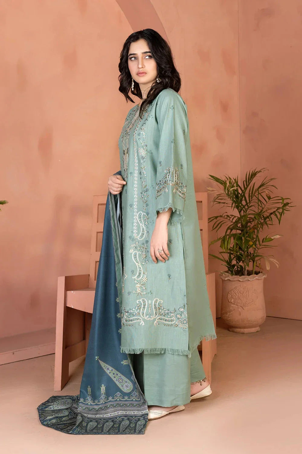 3PC Embroidered Unstitched Khaddar Suit KKHE-3663 Embroidered KHAS STORES