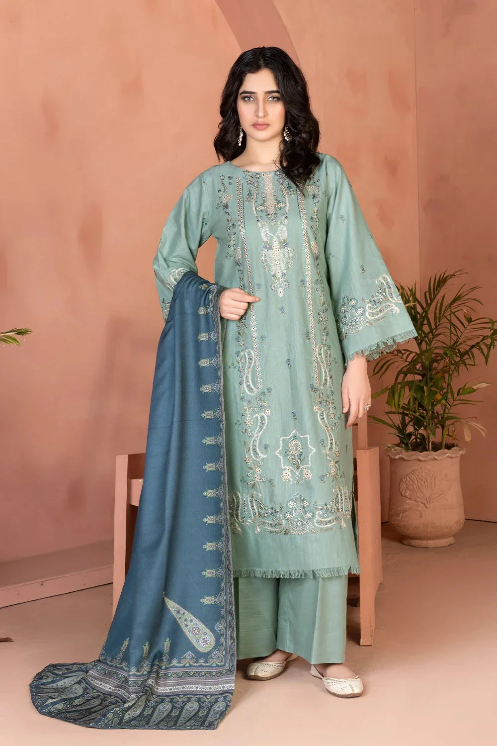 3PC Embroidered Unstitched Khaddar Suit KKHE-3663 Embroidered KHAS STORES