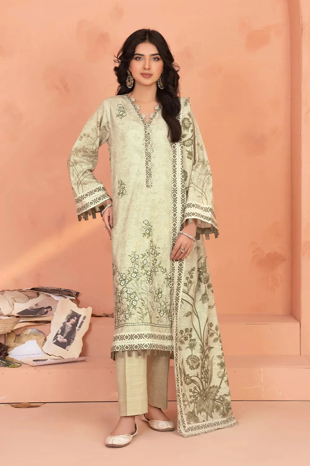 3PC Embroidered Unstitched Khaddar Suit KKHE-3677 Embroidered KHAS STORES