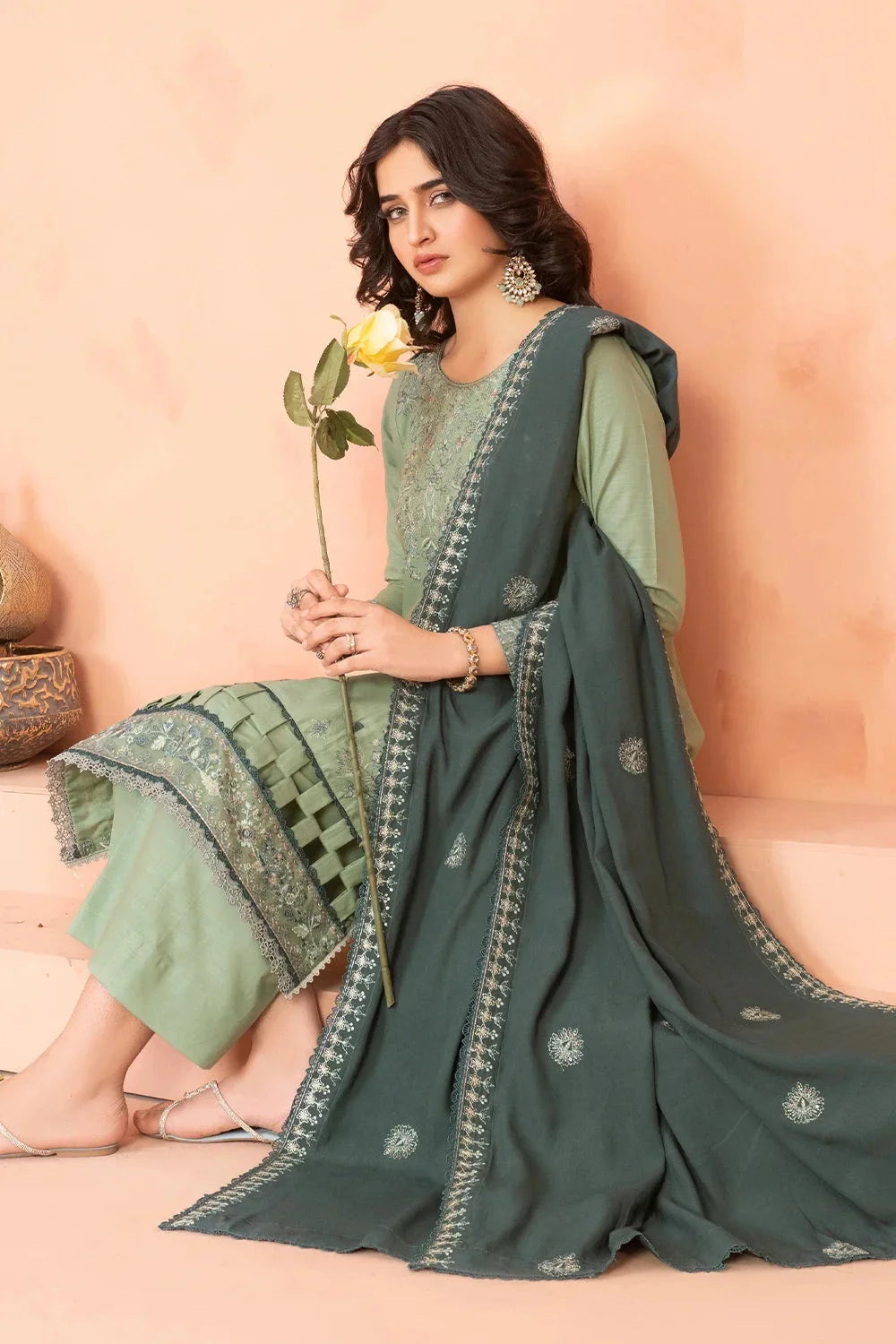 3PC Embroidered Unstitched Khaddar Suit KKHE-3698 Embroidered KHAS STORES