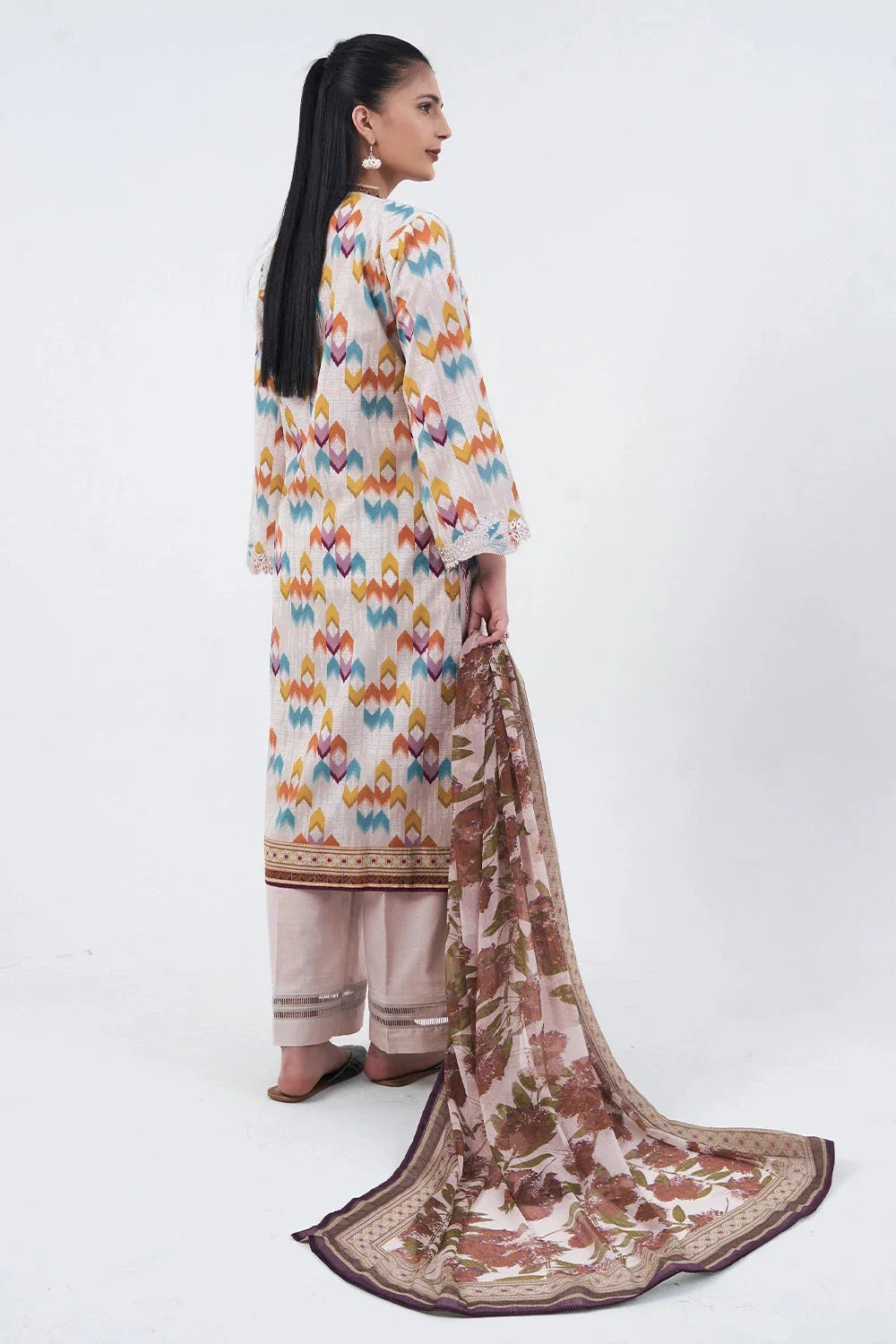 3PC Embroidered Unstitched Lawn Suit KC-3195 Embroidered KHAS STORES