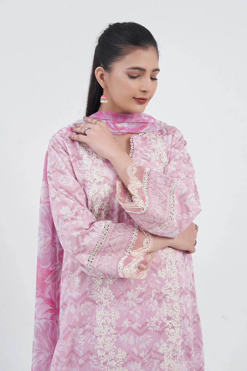3PC Embroidered Unstitched Lawn Suit KC-3196 Embroidered KHAS STORES