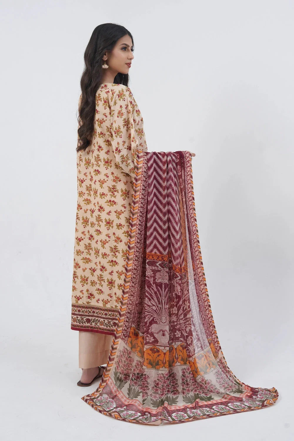 3PC Embroidered Unstitched Lawn Suit KC-3197 Embroidered KHAS STORES