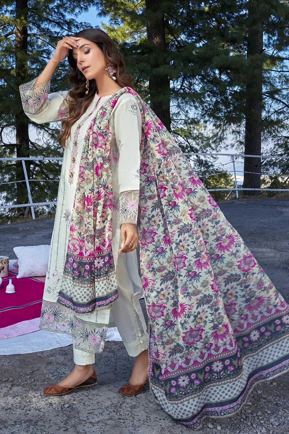 3PC Embroidered Unstitched Lawn Suit KCE-3170 Embroidered KHAS STORES