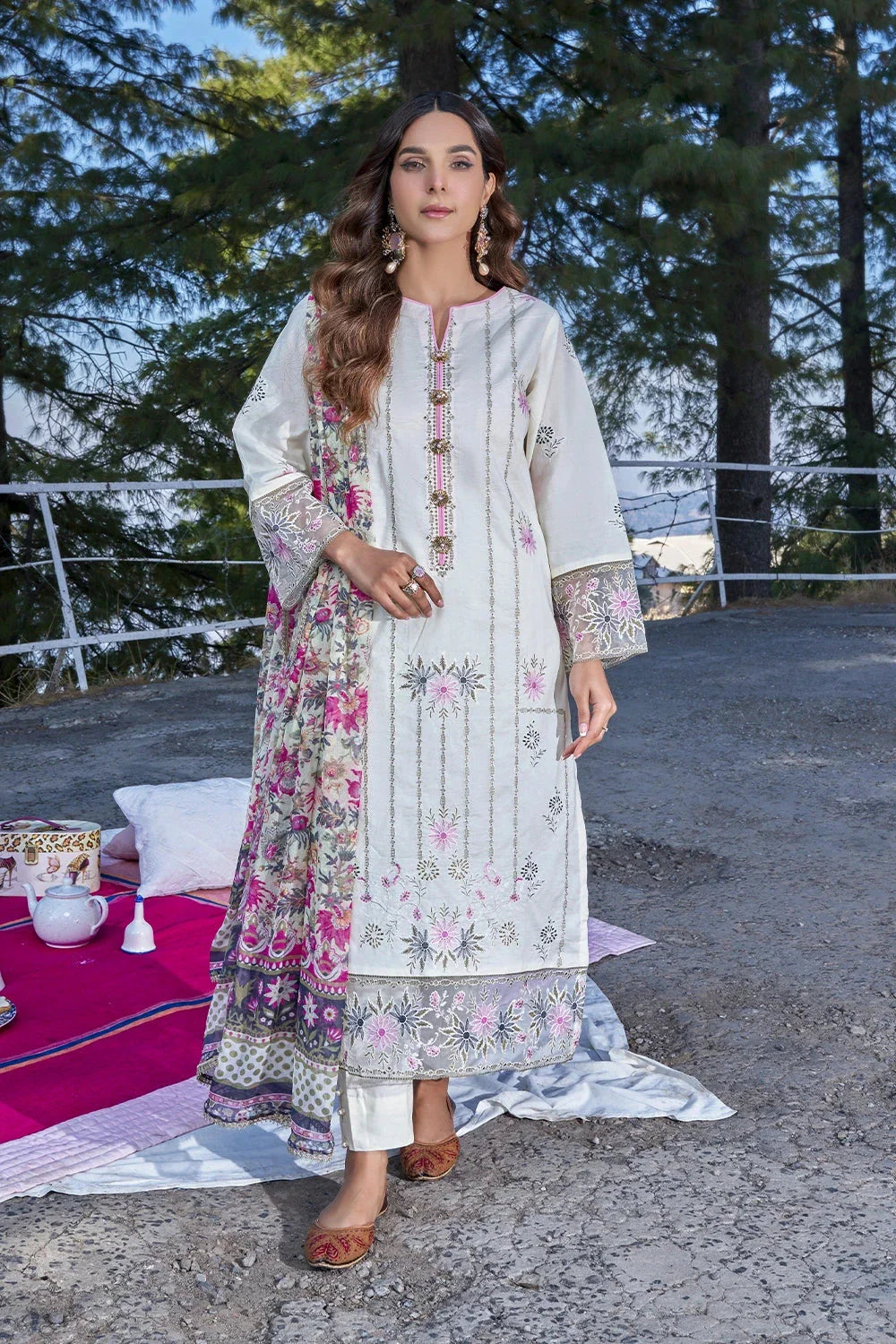 3PC Embroidered Unstitched Lawn Suit KCE-3170 Embroidered KHAS STORES