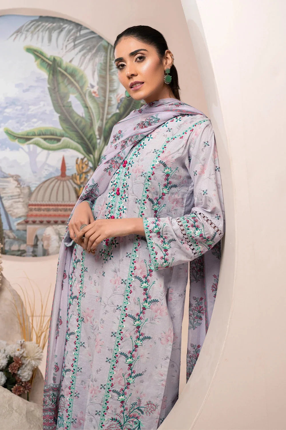 3PC Embroidered Unstitched Lawn Suit KCE-3222 Embroidered KHAS STORES