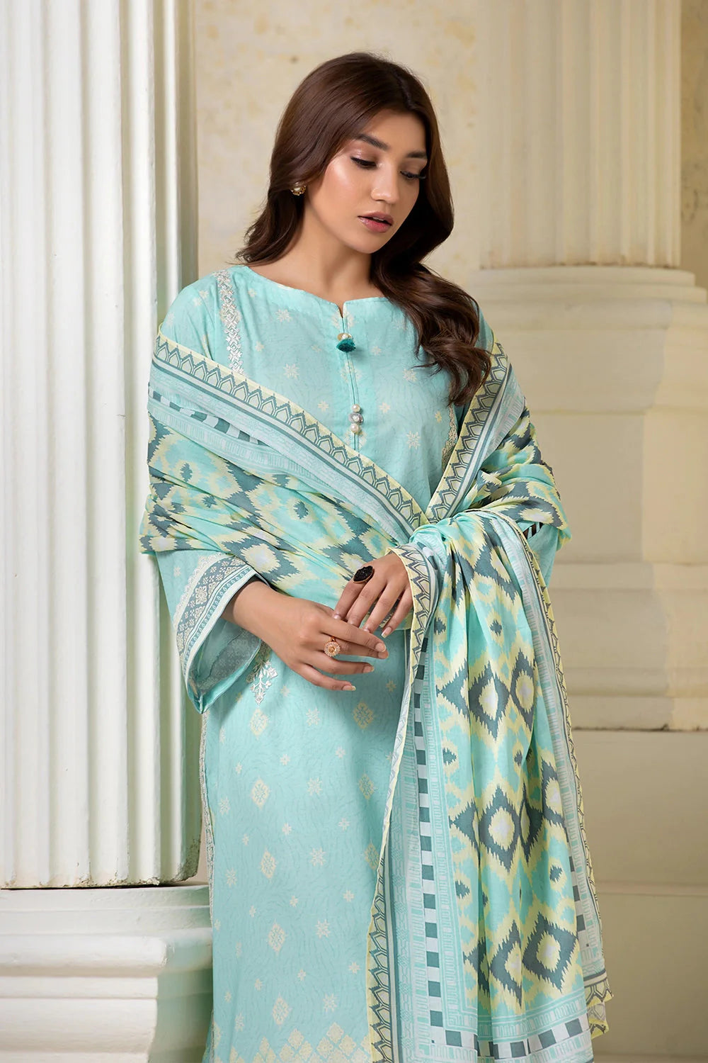 3PC Embroidered Unstitched Lawn Suit KL-2608 Embroidered KHAS STORES