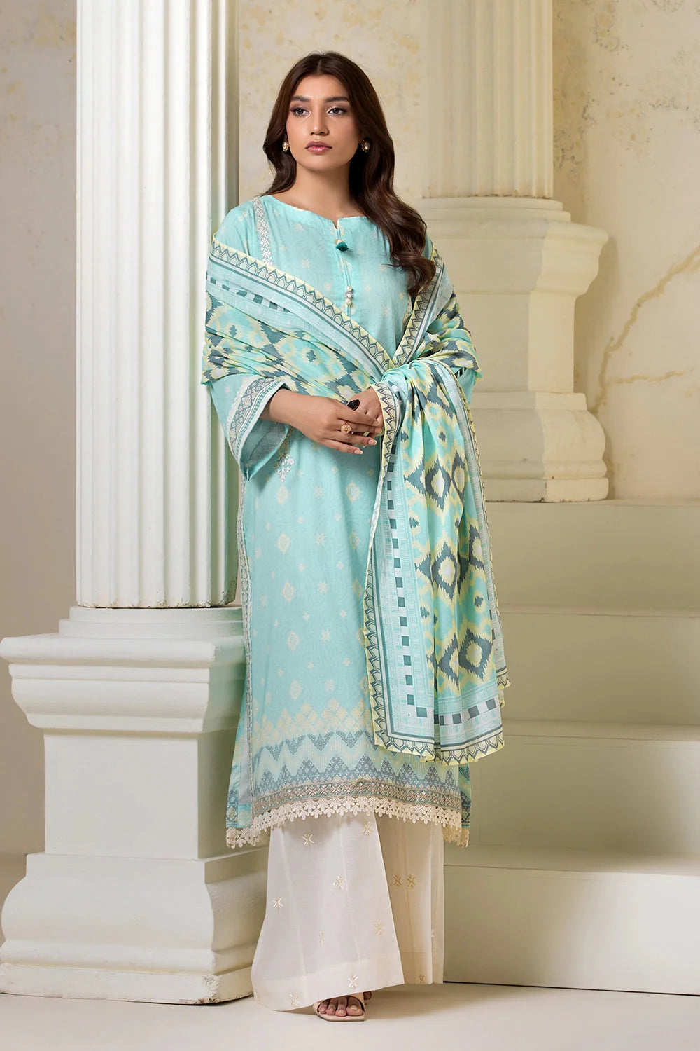 3PC Embroidered Unstitched Lawn Suit KL-2608 Embroidered KHAS STORES