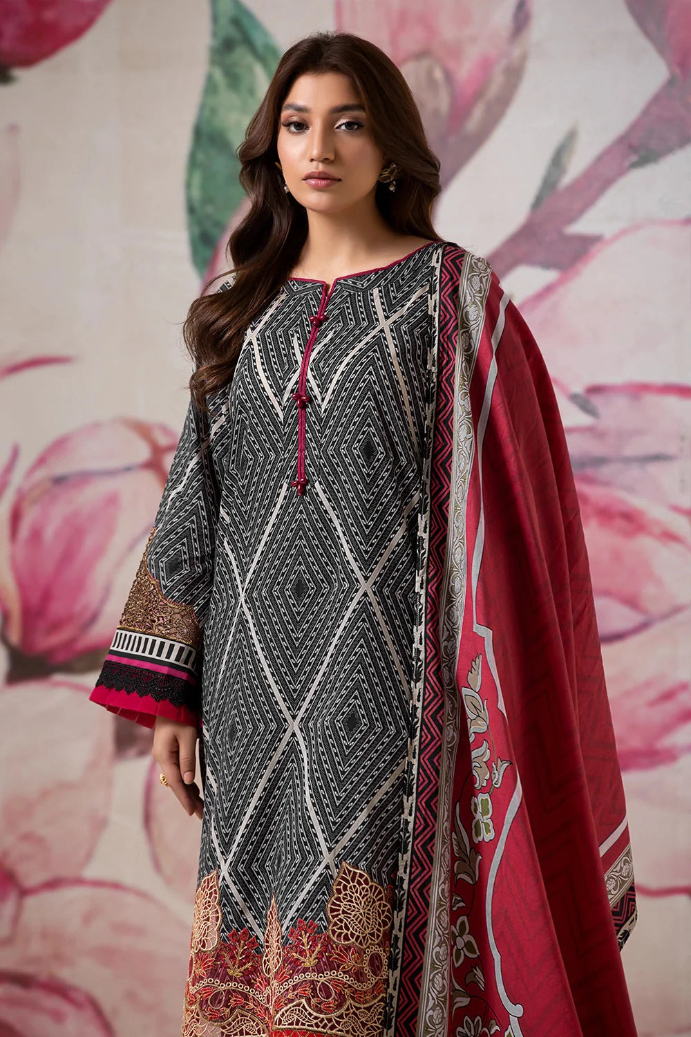 3PC Embroidered Unstitched Lawn Suit KL-2615 Embroidered KHAS STORES