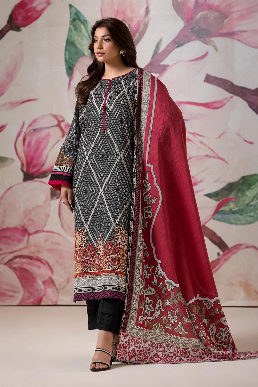 3PC Embroidered Unstitched Lawn Suit KL-2615 Embroidered KHAS STORES