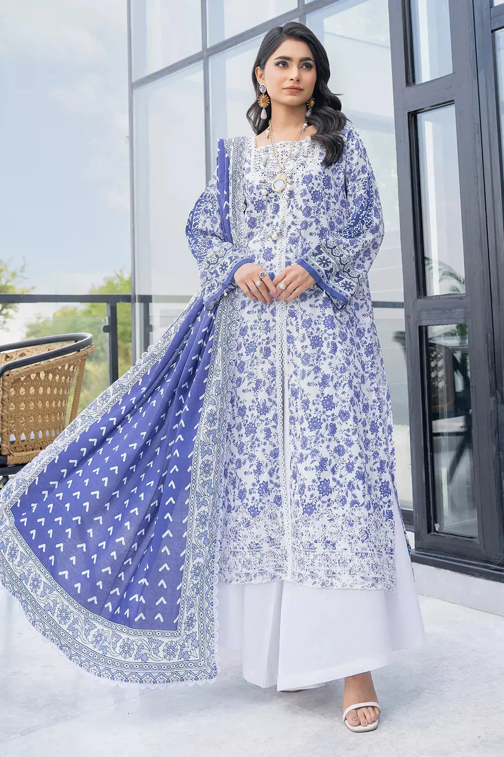 3PC Embroidered Unstitched Lawn Suit KL-2814 Embroidered KHAS STORES