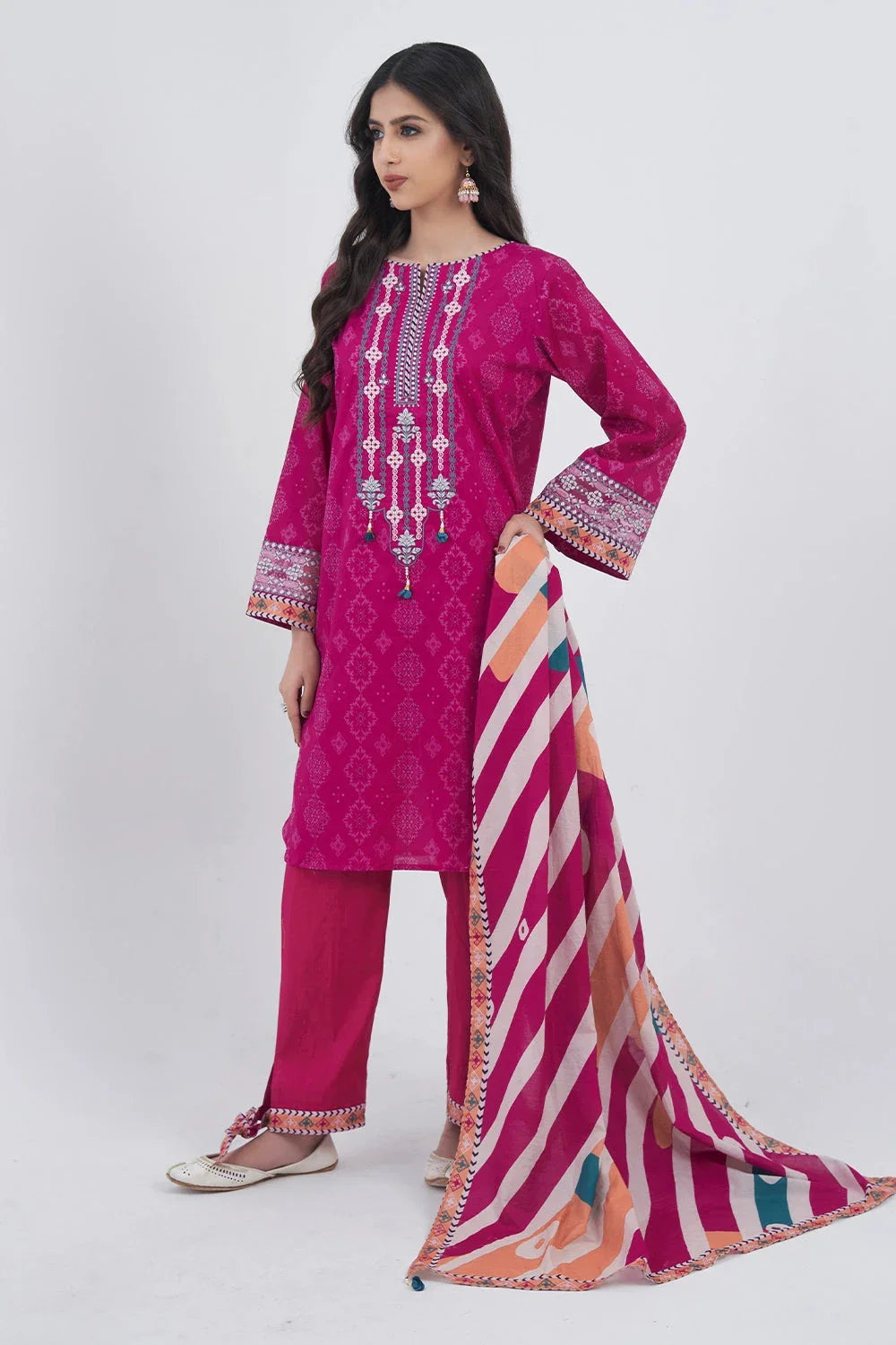 3PC Embroidered Unstitched Lawn Suit KL-3161 Embroidered KHAS STORES