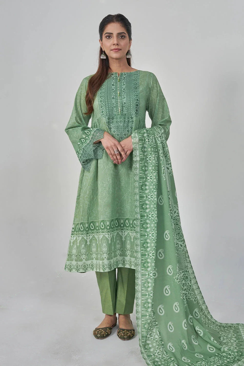 3PC Embroidered Unstitched Lawn Suit KL-3162 Embroidered KHAS STORES
