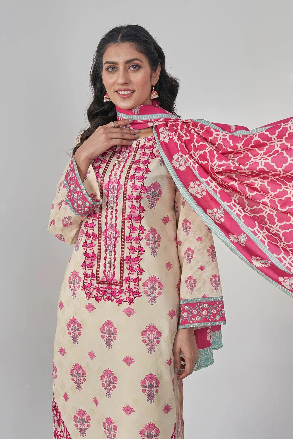 3PC Embroidered Unstitched Lawn Suit KL-3165 Embroidered KHAS STORES