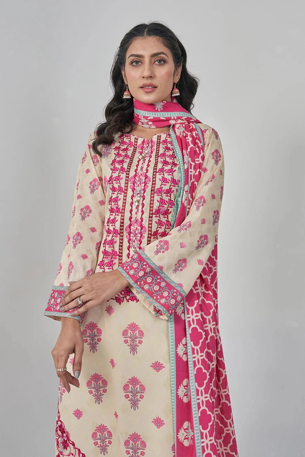 3PC Embroidered Unstitched Lawn Suit KL-3165 Embroidered KHAS STORES