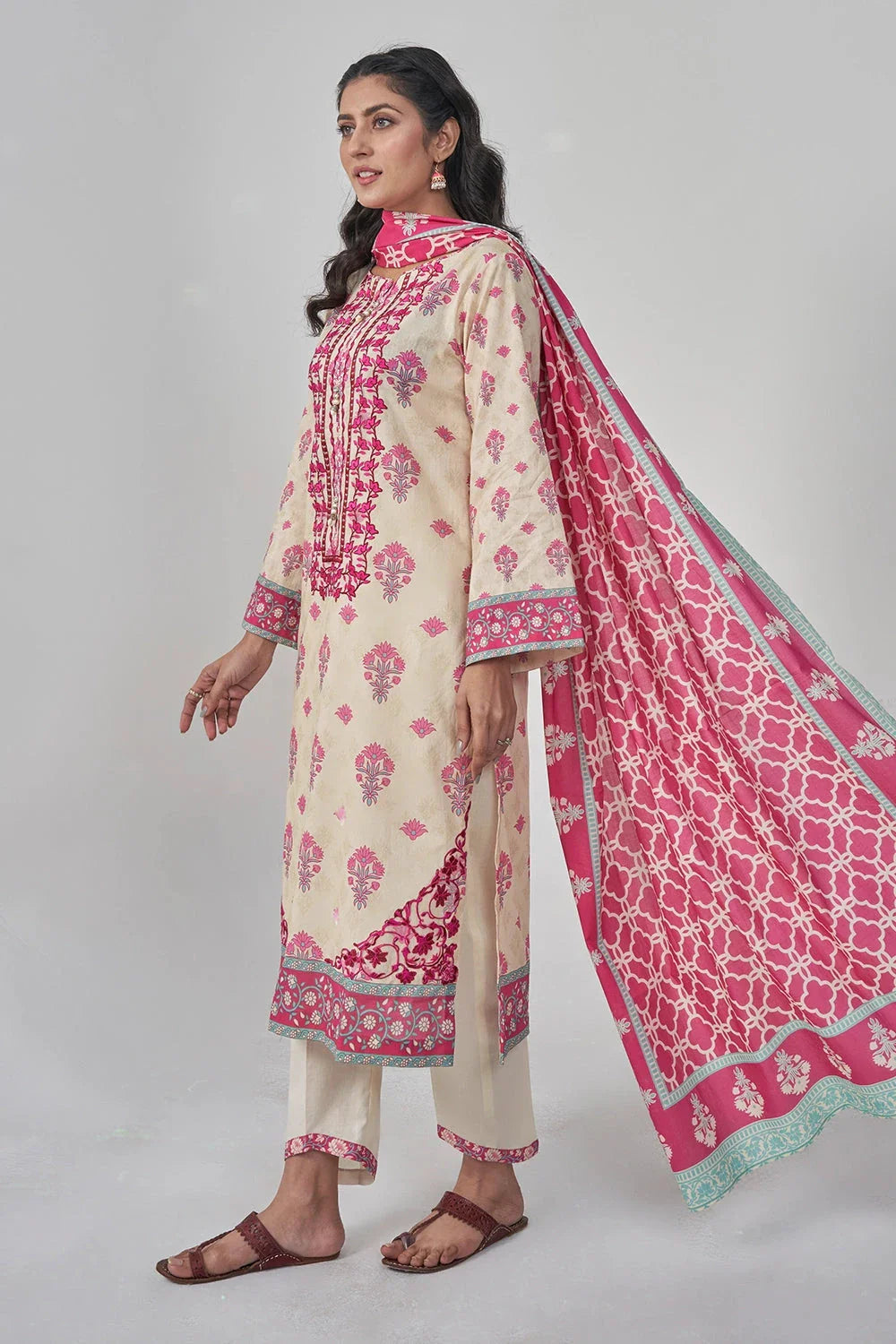 3PC Embroidered Unstitched Lawn Suit KL-3165 Embroidered KHAS STORES