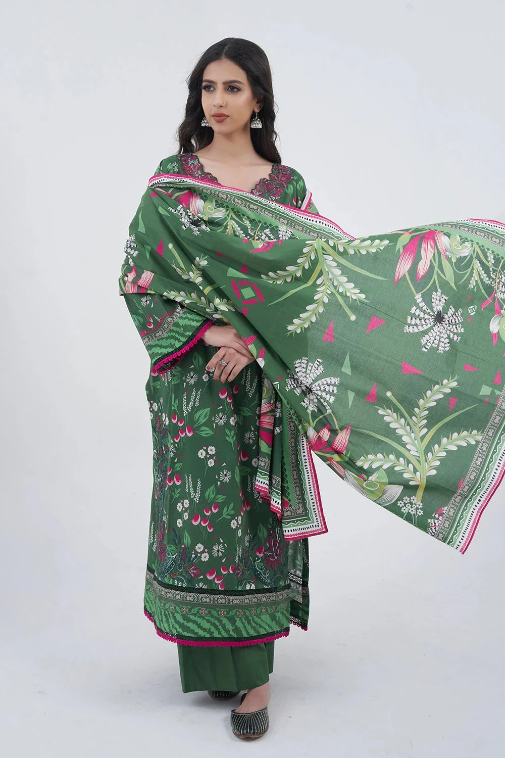 3PC Embroidered Unstitched Lawn Suit KL-3183 Embroidered KHAS STORES