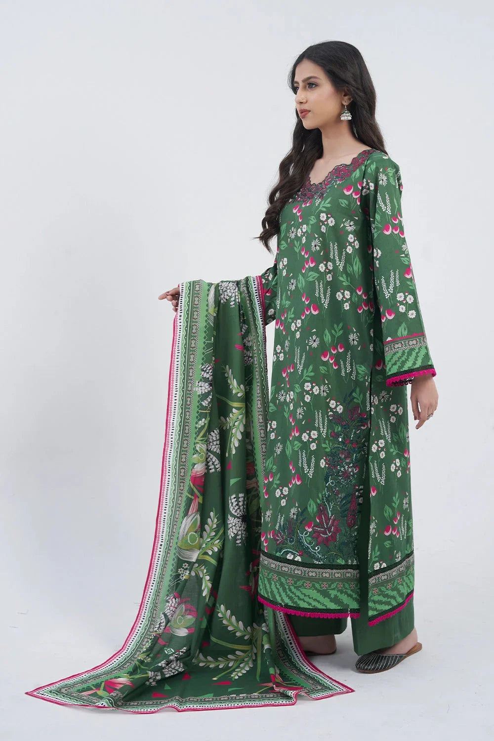3PC Embroidered Unstitched Lawn Suit KL-3183 Embroidered KHAS STORES
