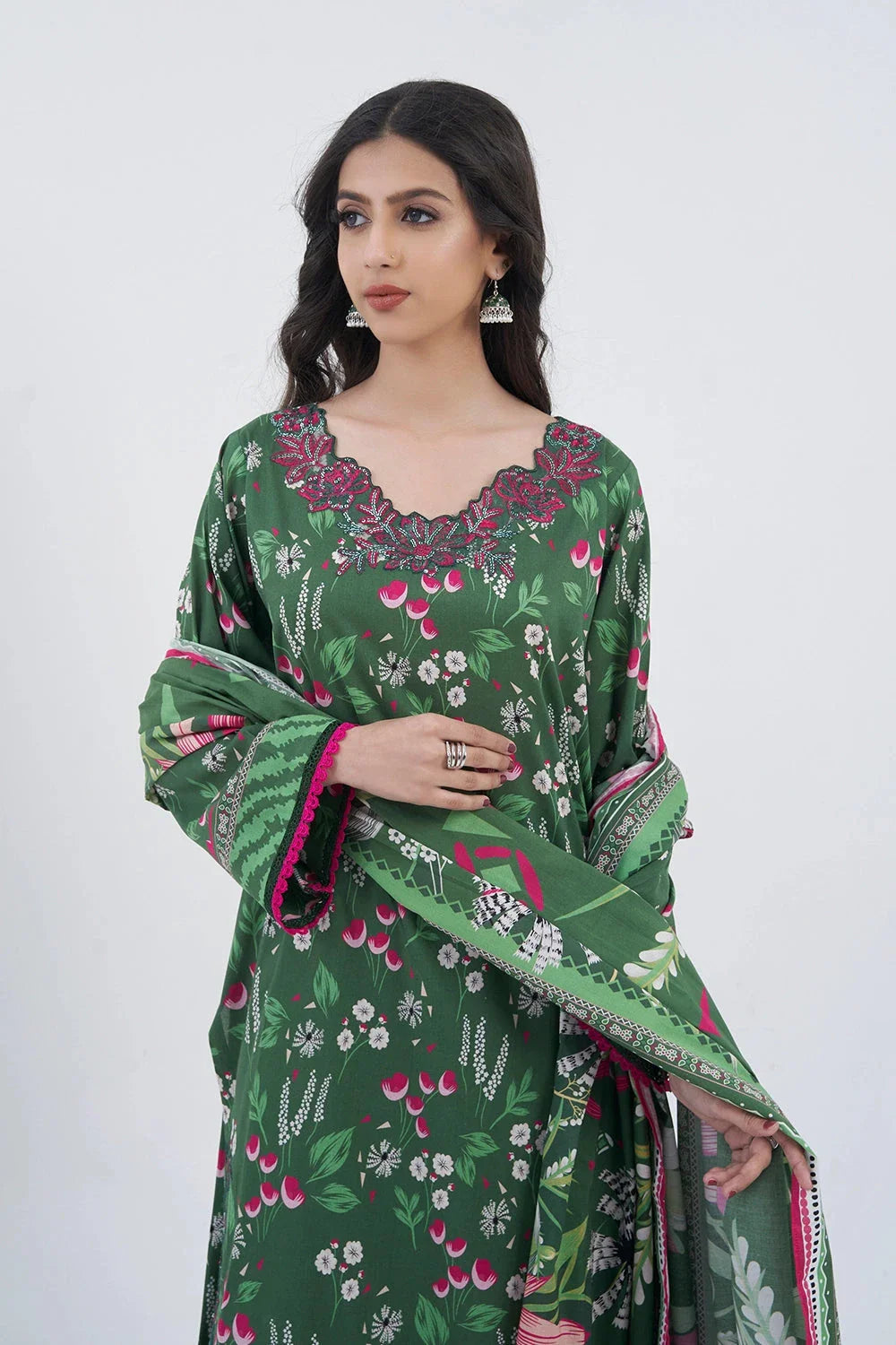 3PC Embroidered Unstitched Lawn Suit KL-3183 Embroidered KHAS STORES