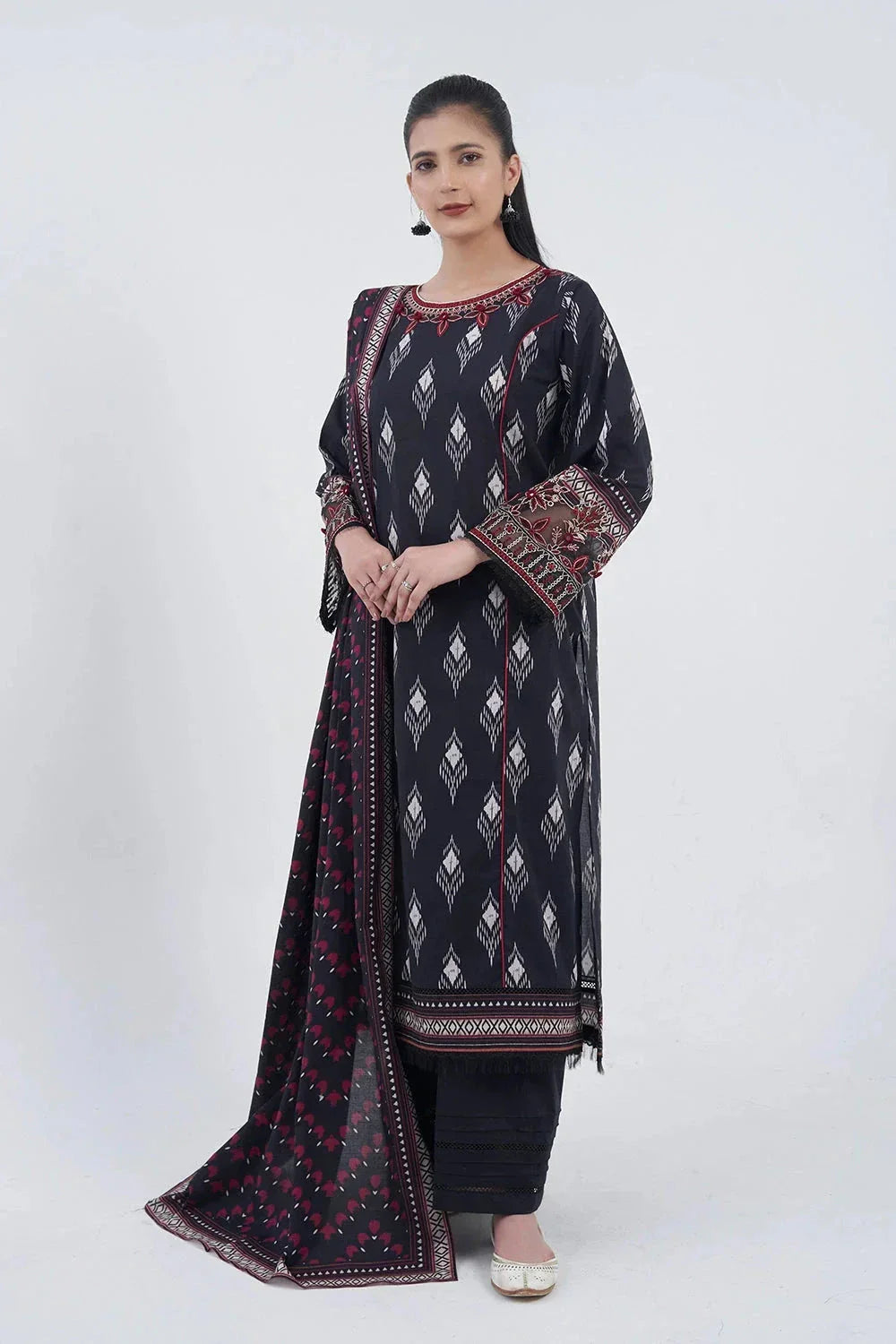 3PC Embroidered Unstitched Lawn Suit KL-3185 Embroidered KHAS STORES