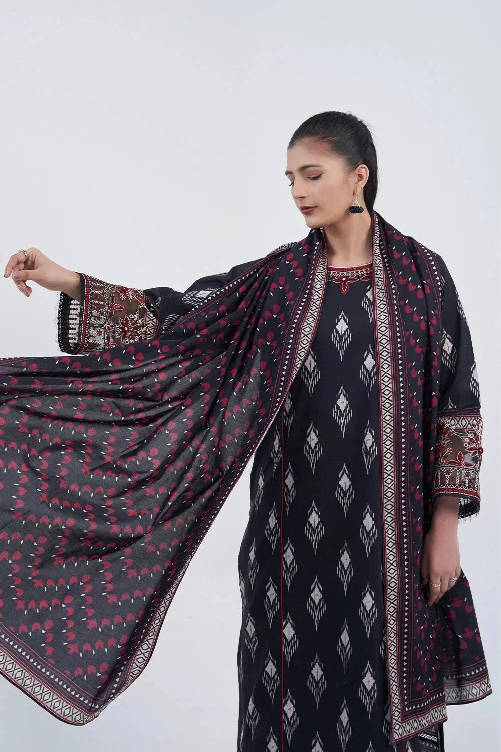 3PC Embroidered Unstitched Lawn Suit KL-3185 Embroidered KHAS STORES