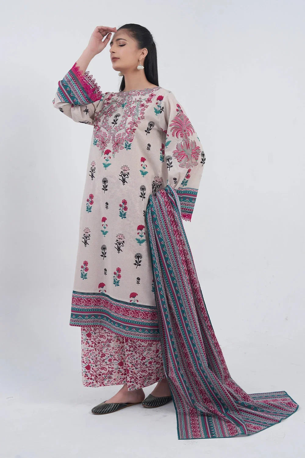 3PC Embroidered Unstitched Lawn Suit KL-3187 Embroidered KHAS STORES