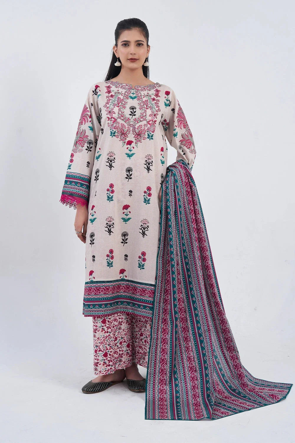 3PC Embroidered Unstitched Lawn Suit KL-3187 Embroidered KHAS STORES
