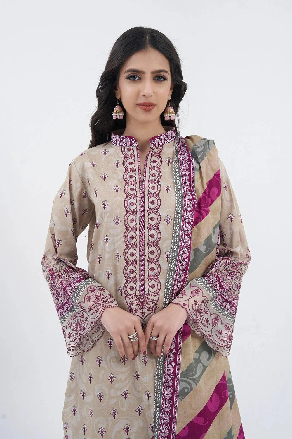 3PC Embroidered Unstitched Lawn Suit KL-3198 Embroidered KHAS STORES