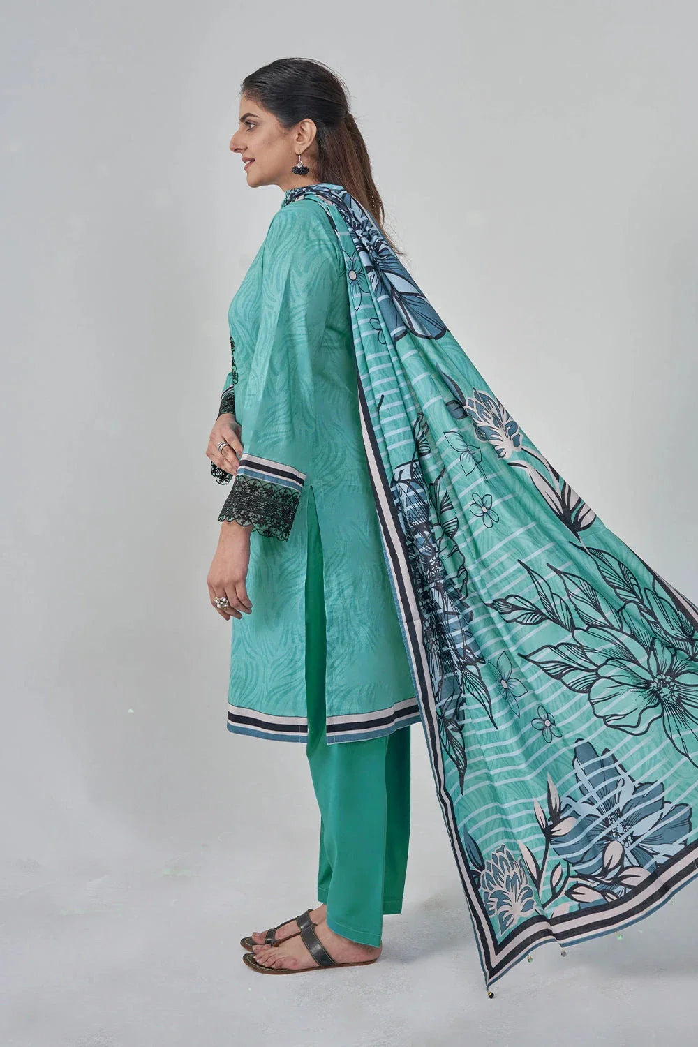 3PC Embroidered Unstitched Lawn Suit KL-3200 Embroidered KHAS STORES