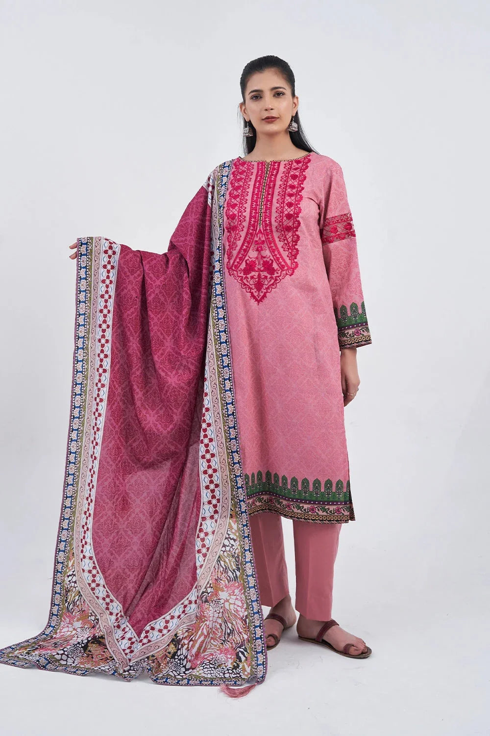 3PC Embroidered Unstitched Lawn Suit KL-3203 Embroidered KHAS STORES