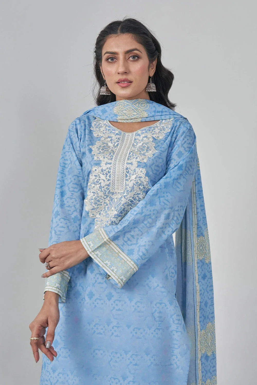 3PC Embroidered Unstitched Lawn Suit KL-3204 Embroidered KHAS STORES