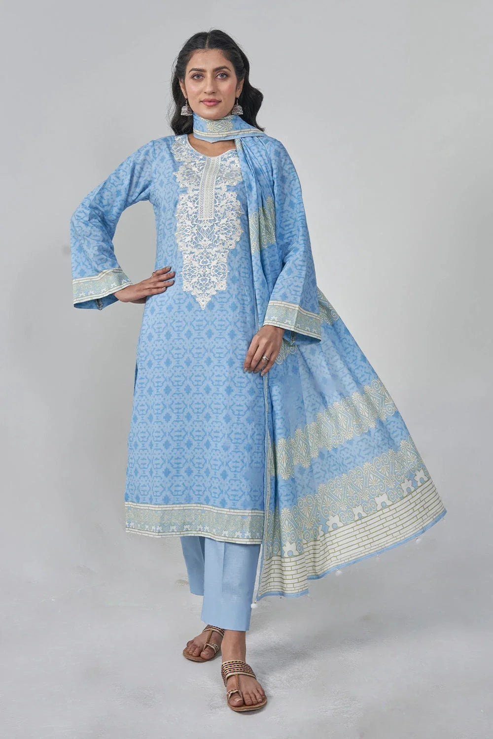 3PC Embroidered Unstitched Lawn Suit KL-3204 Embroidered KHAS STORES