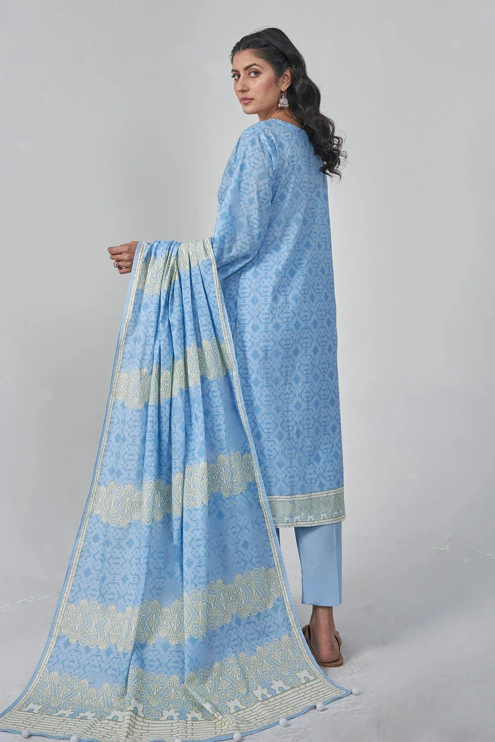 3PC Embroidered Unstitched Lawn Suit KL-3204 Embroidered KHAS STORES
