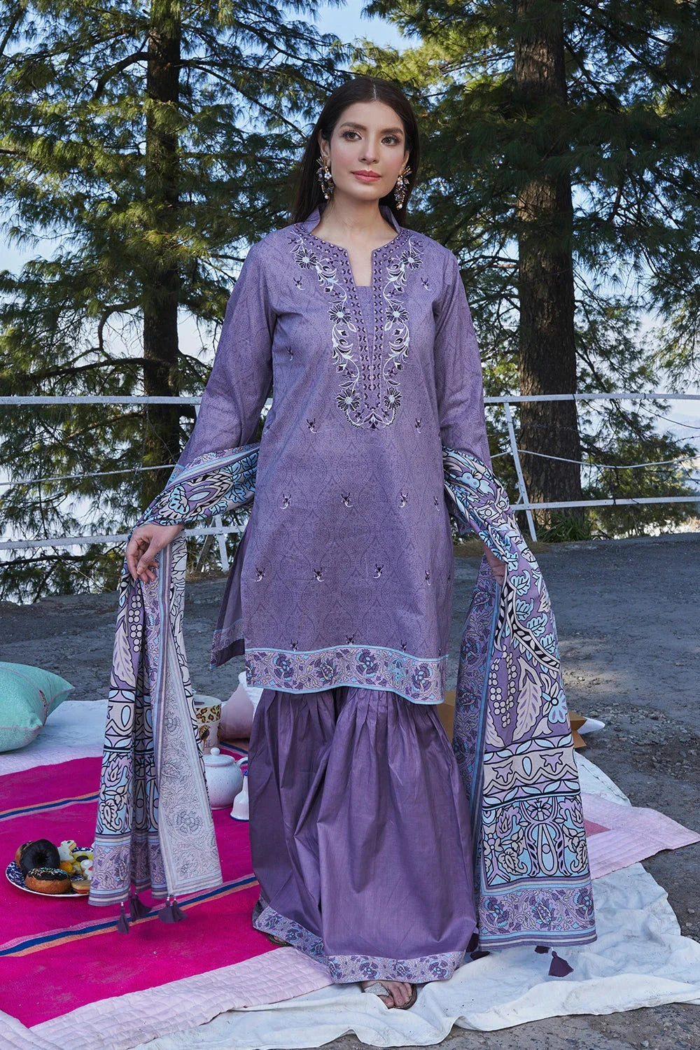 3PC Embroidered Unstitched Lawn Suit KL-3205 Embroidered KHAS STORES