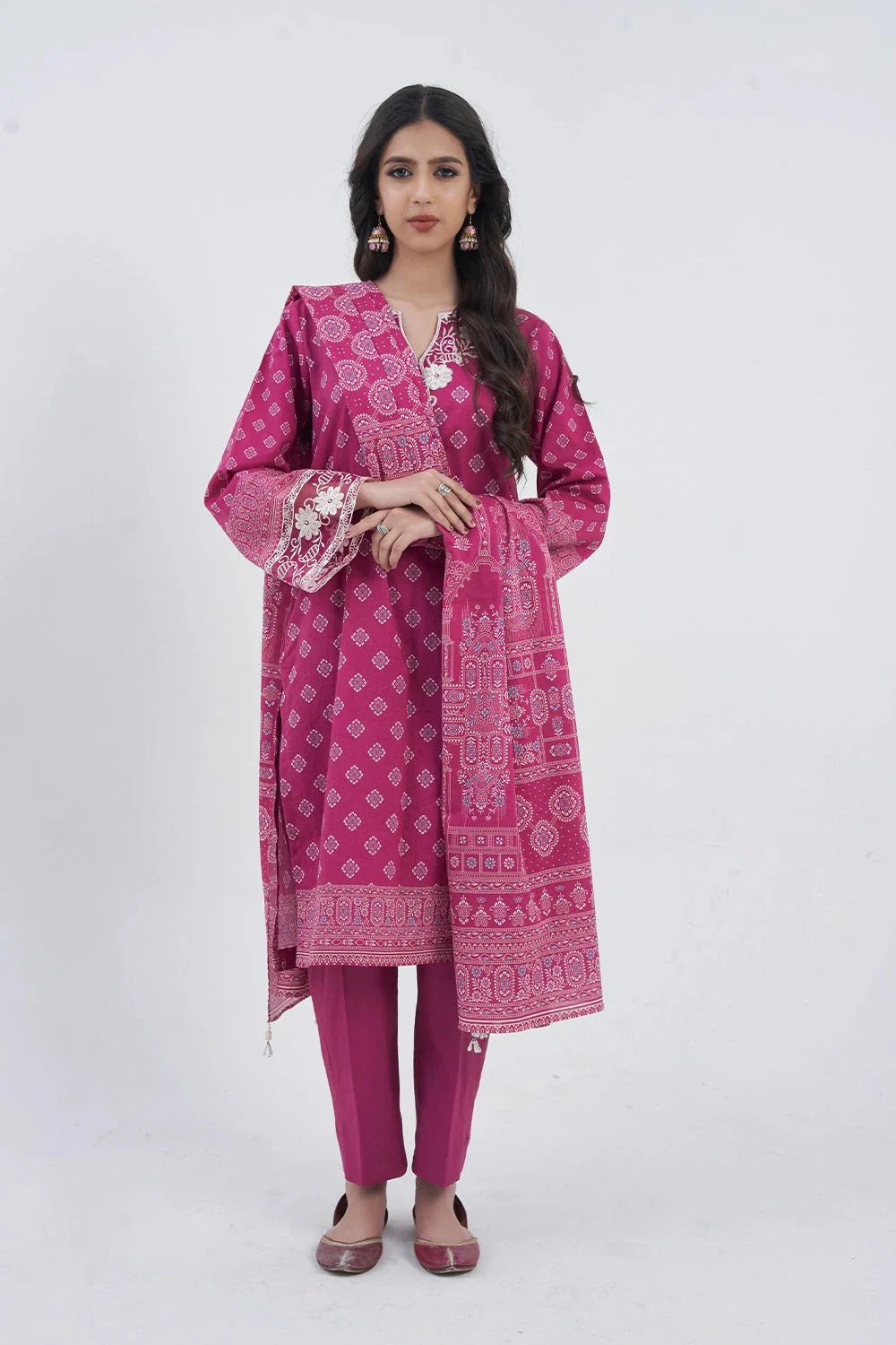 3PC Embroidered Unstitched Lawn Suit KL-3206 Embroidered KHAS STORES