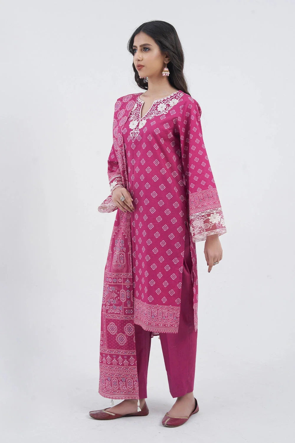 3PC Embroidered Unstitched Lawn Suit KL-3206 Embroidered KHAS STORES