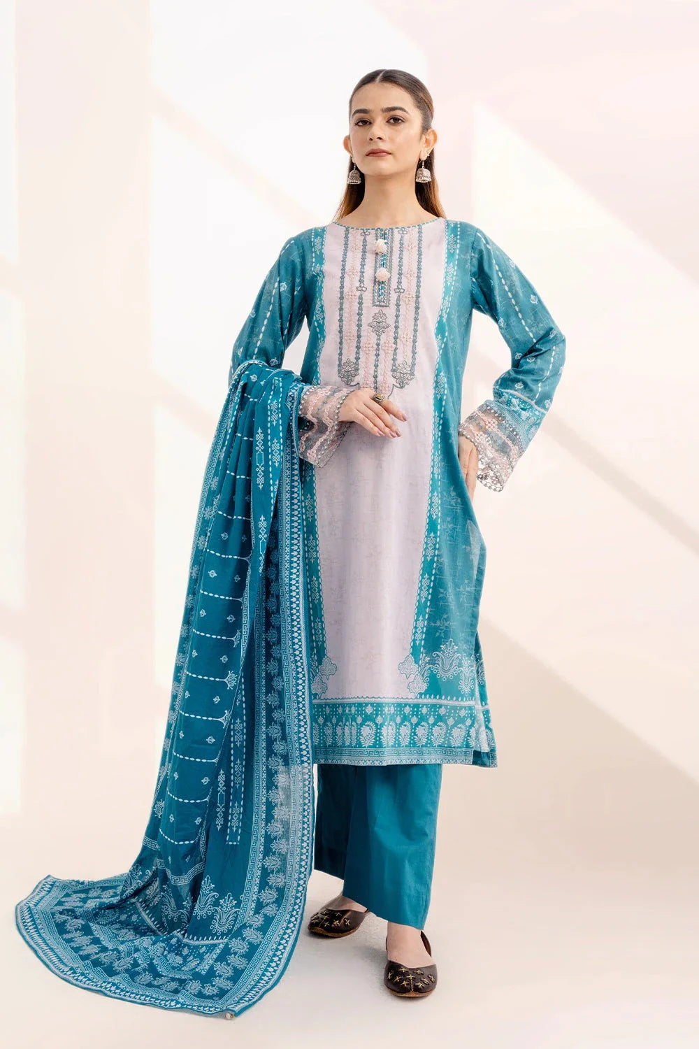 3PC Embroidered Unstitched Lawn Suit KL-3319 Embroidered KHAS STORES