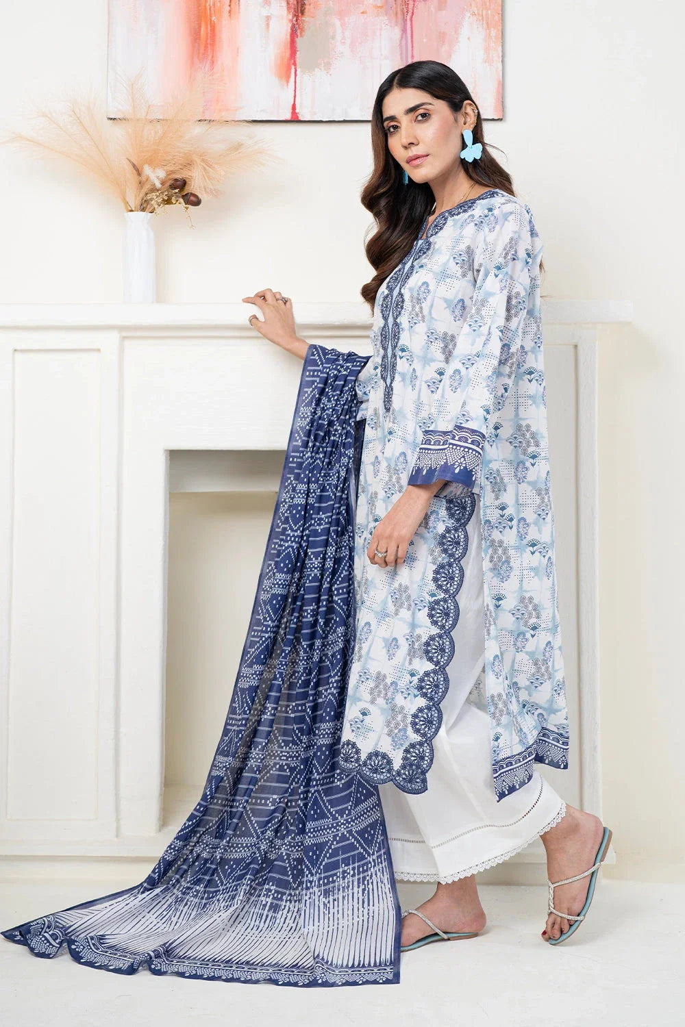 3PC Embroidered Unstitched Lawn Suit KL-3427 Embroidered KHAS STORES