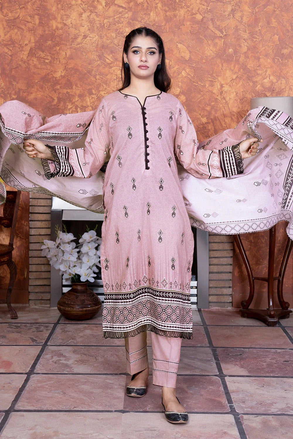 3PC Embroidered Unstitched Lawn Suit KL-3495 Embroidered KHAS STORES