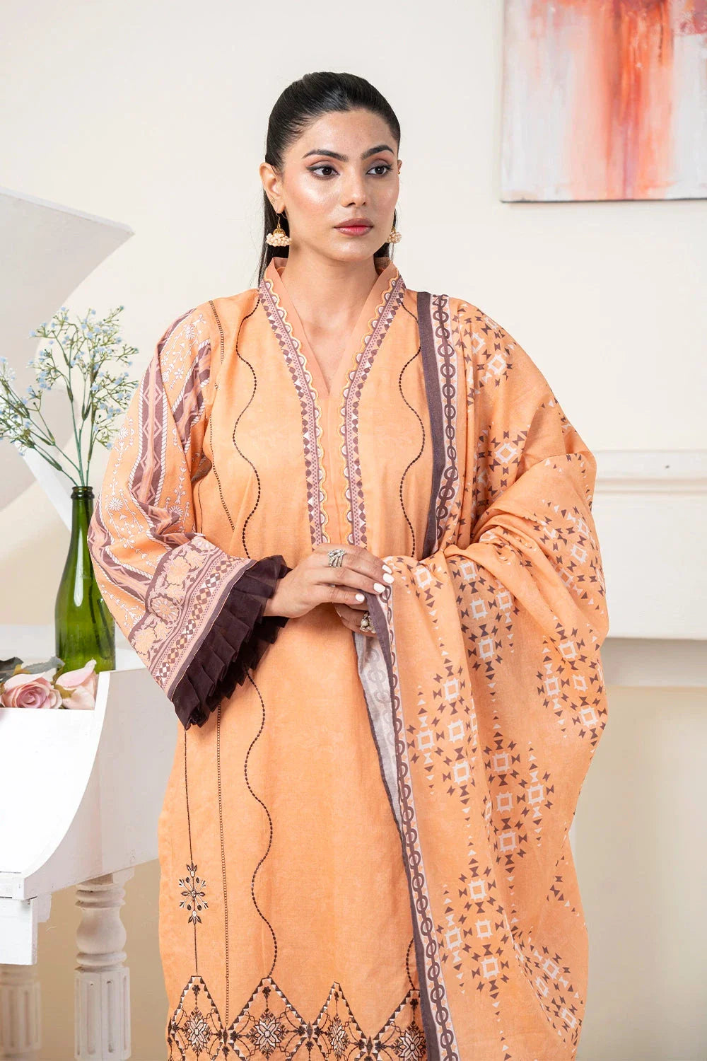 3PC Embroidered Unstitched Lawn Suit KL-3497 Embroidered KHAS STORES