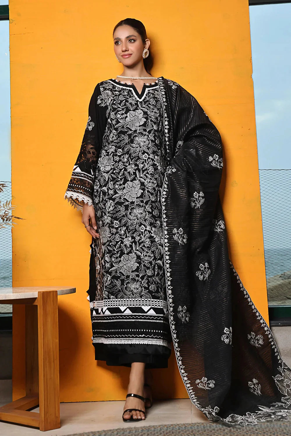 3PC Embroidered Unstitched Lawn Suit KOE-2573 Embroidered KHAS STORES