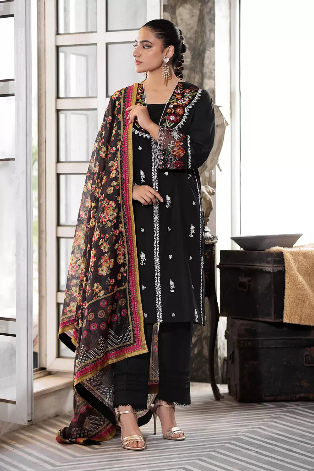 3PC Embroidered Unstitched Lawn Suit KOE-2667 Embroidered KHAS STORES
