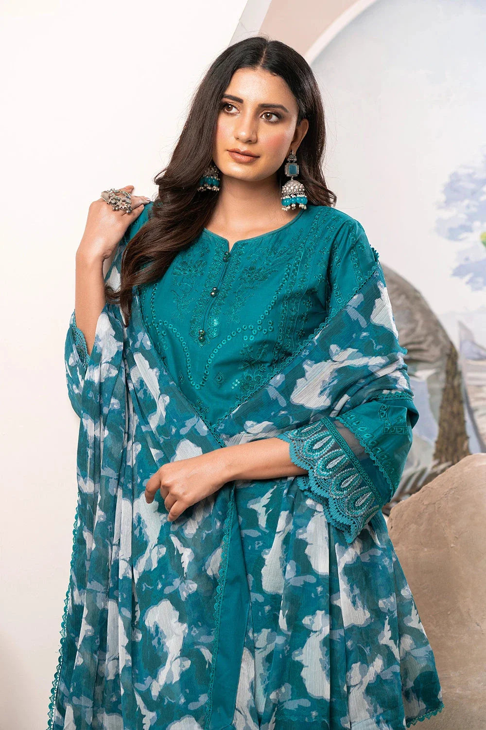 3PC Embroidered Unstitched Lawn Suit KSC-3146 Embroidered KHAS STORES