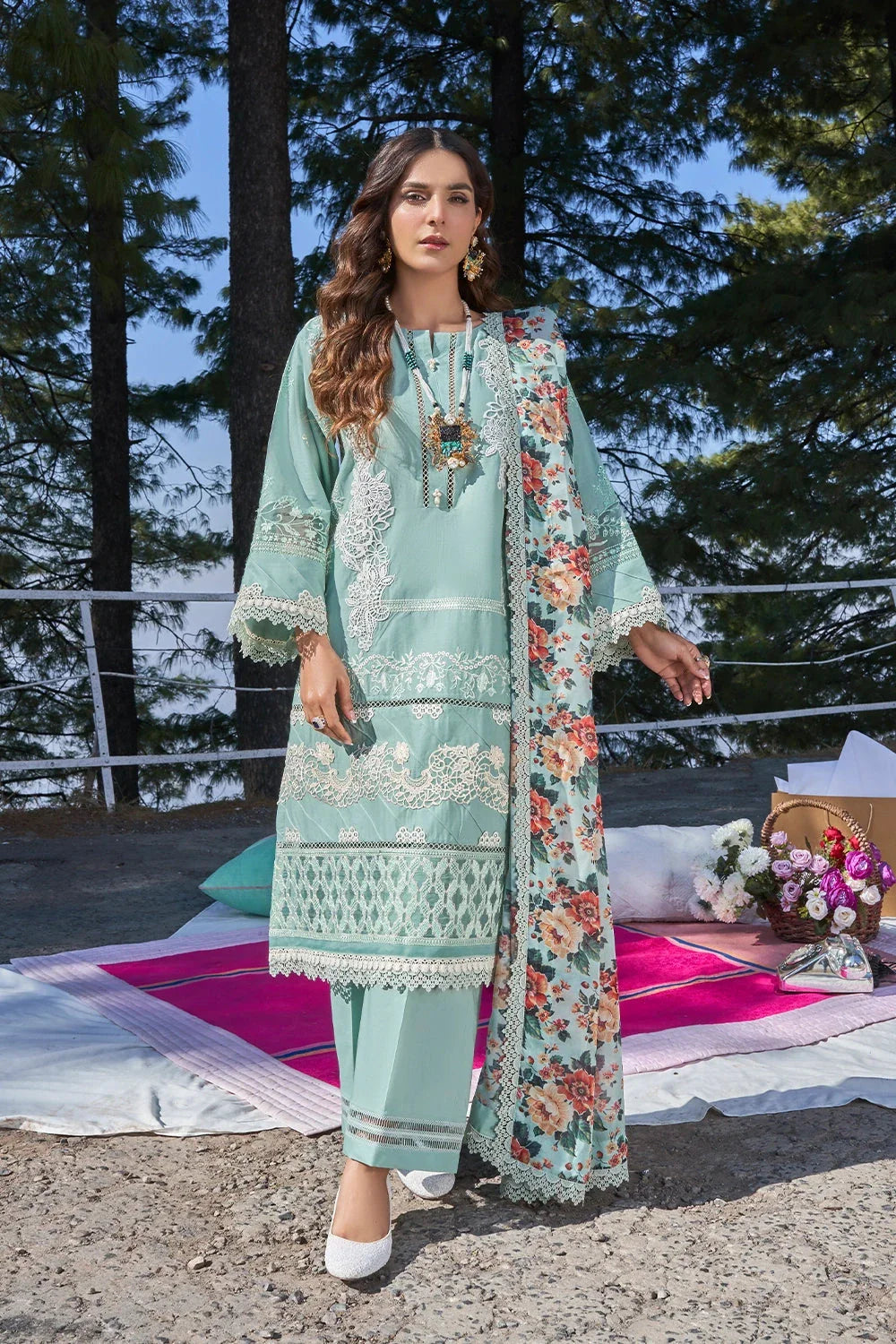3PC Embroidered Unstitched Lawn Suit KSC-3148 Embroidered KHAS STORES