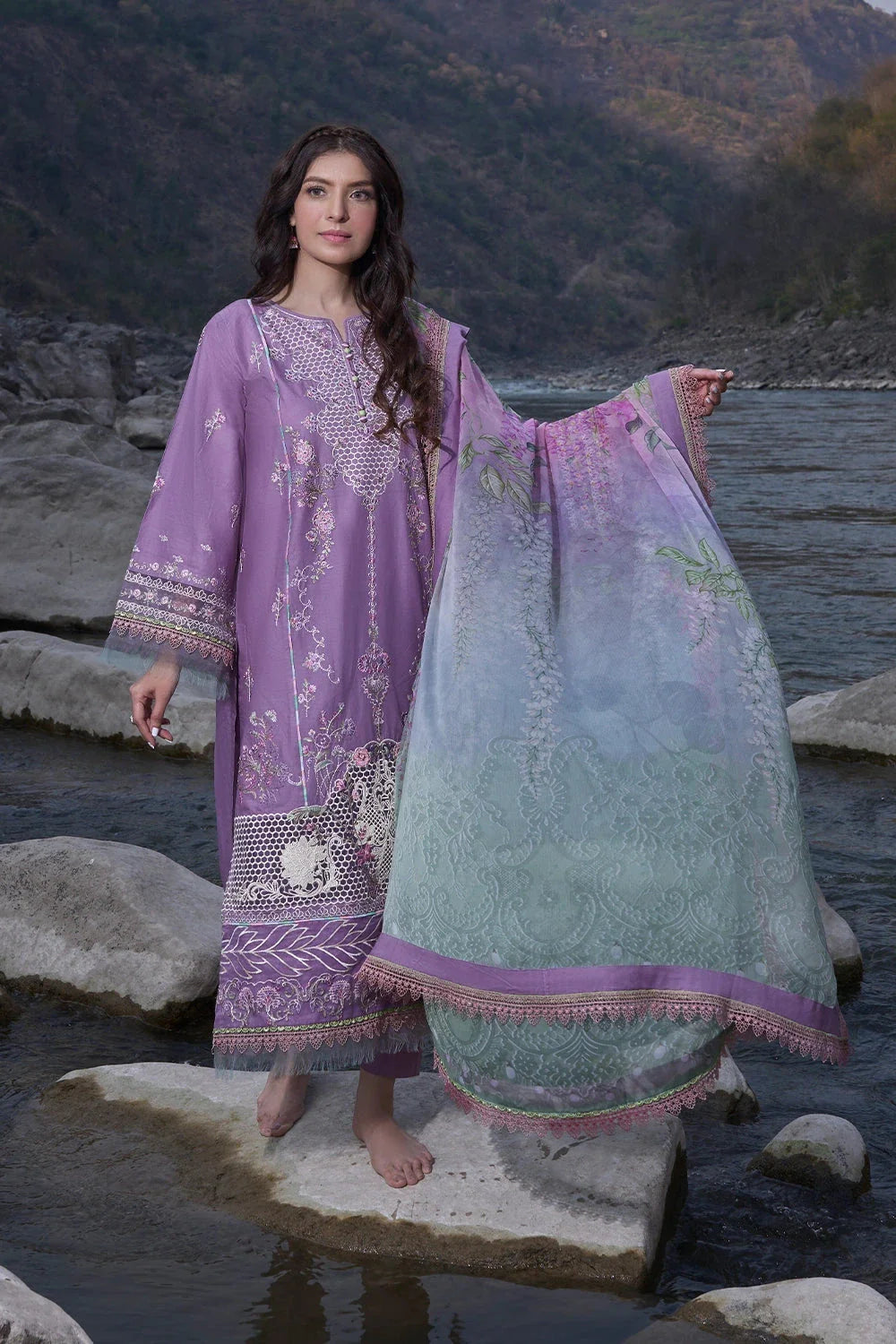 3PC Embroidered Unstitched Lawn Suit KSC-3150 Embroidered KHAS STORES
