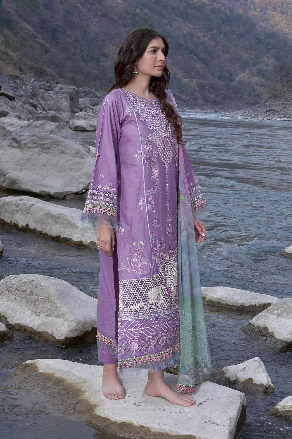 3PC Embroidered Unstitched Lawn Suit KSC-3150 Embroidered KHAS STORES