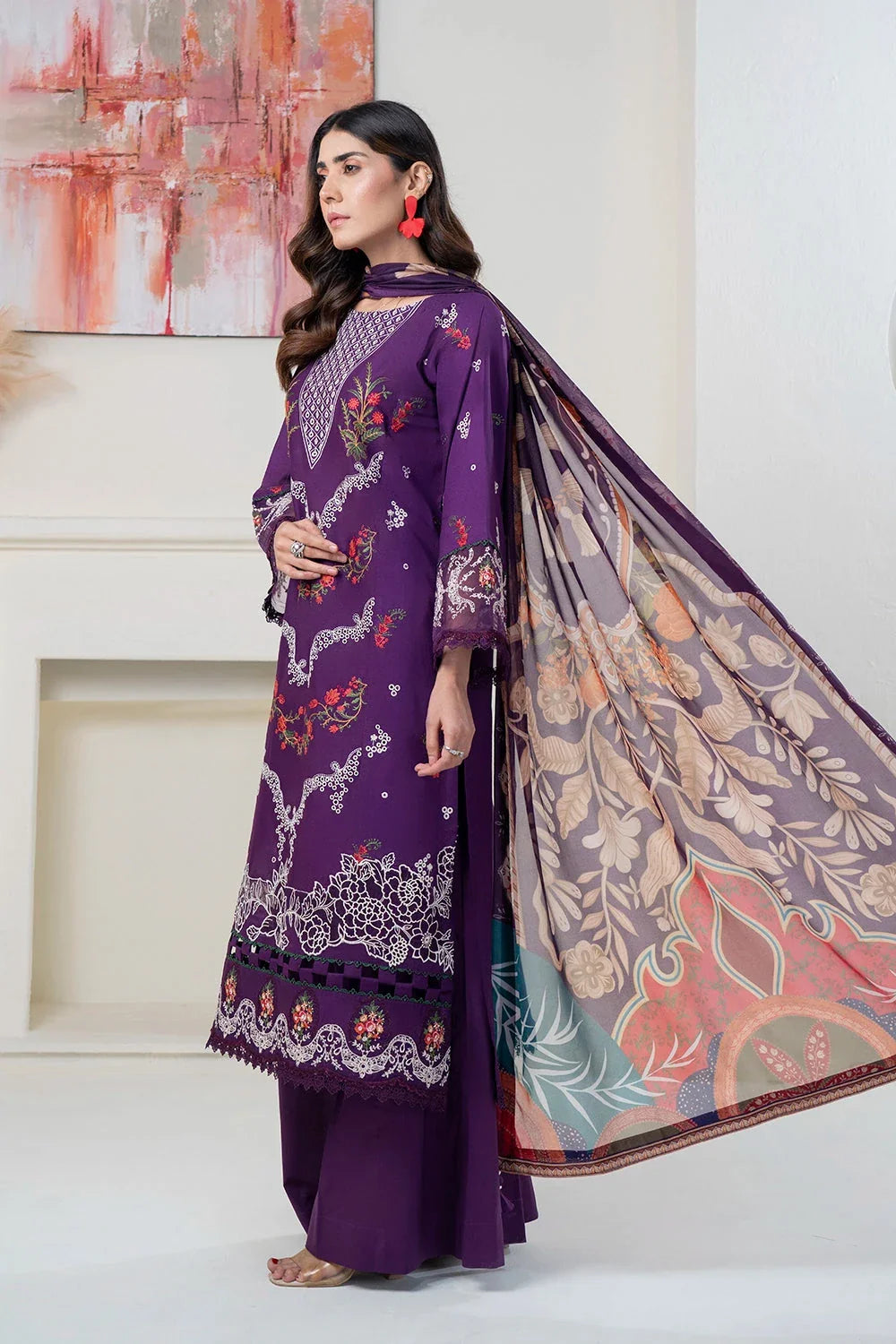 3PC Embroidered Unstitched Lawn Suit KSC-3365 Embroidered KHAS STORES