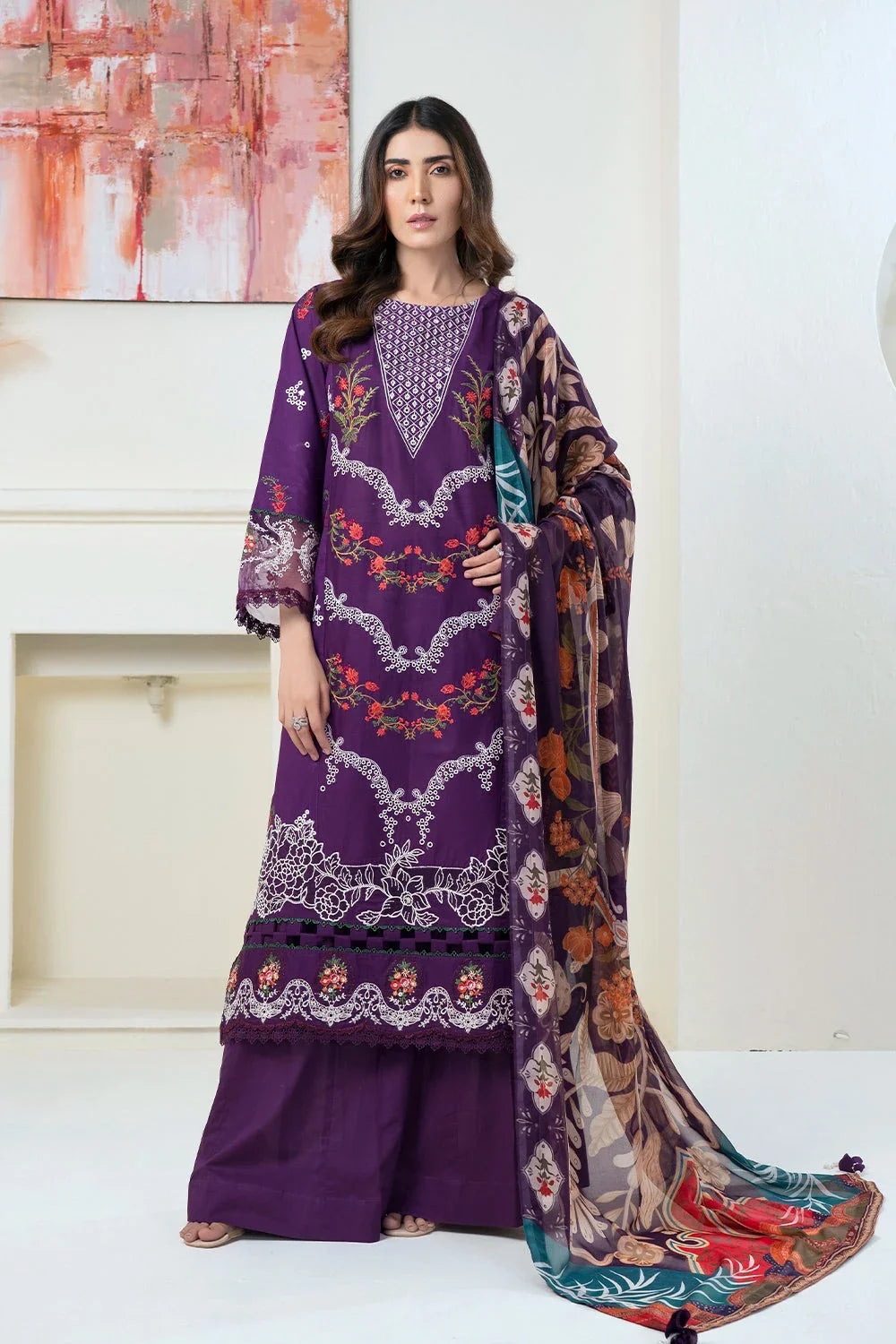 3PC Embroidered Unstitched Lawn Suit KSC-3365 Embroidered KHAS STORES