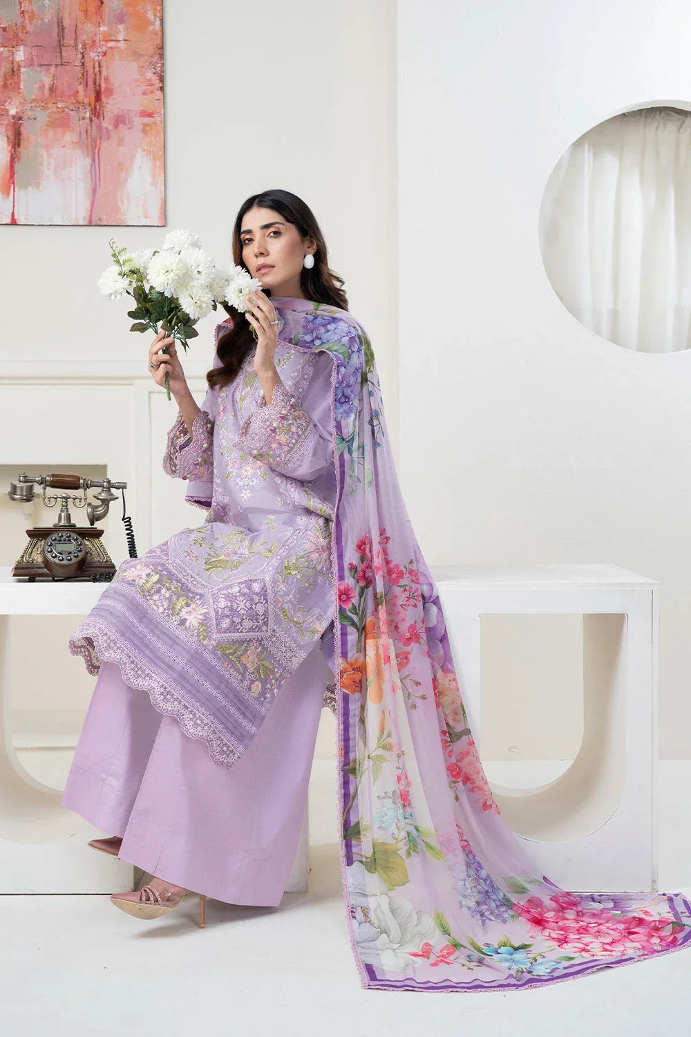 3PC Embroidered Unstitched Lawn Suit KSC-3368 Embroidered KHAS STORES