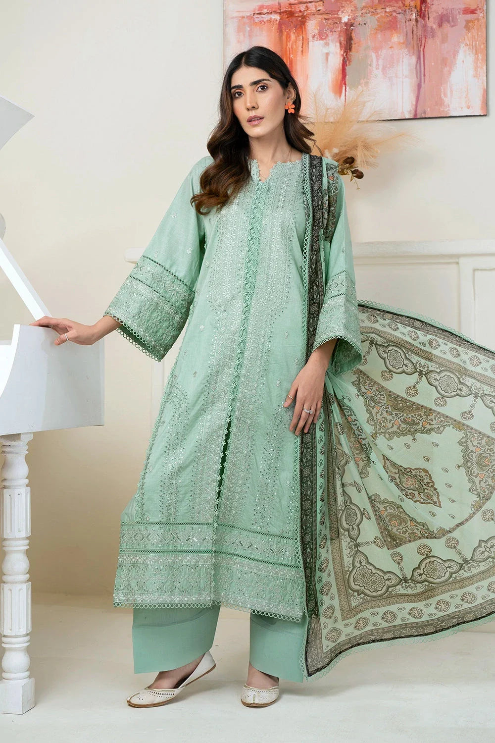 3PC Embroidered Unstitched Lawn Suit KSC-3370 Embroidered KHAS STORES